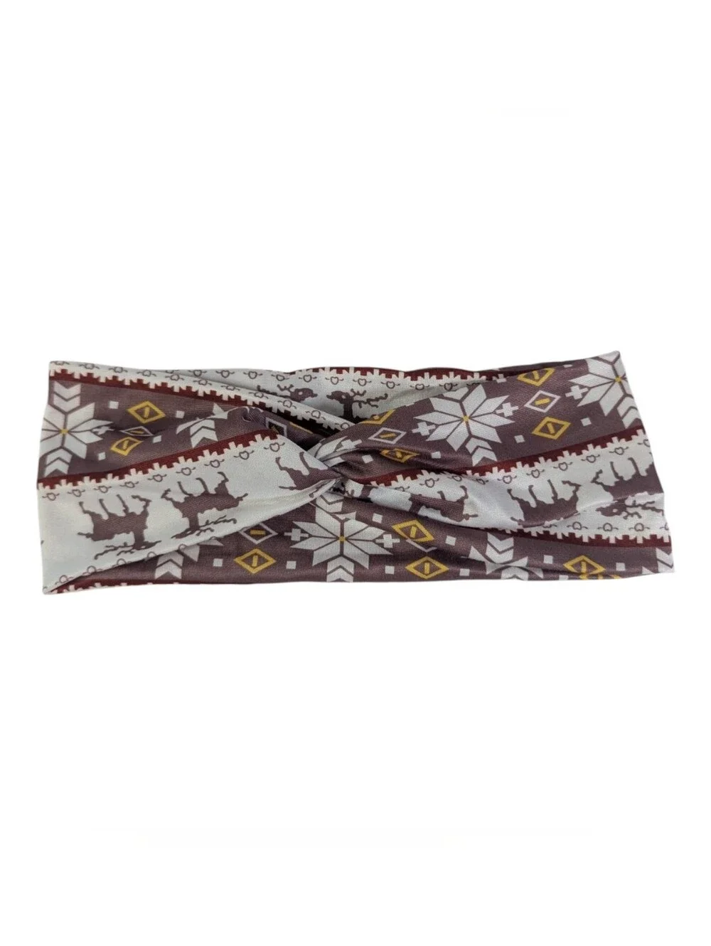 NEW Twist Headband Nordic Pattern One Size Reindeer Snowflakes